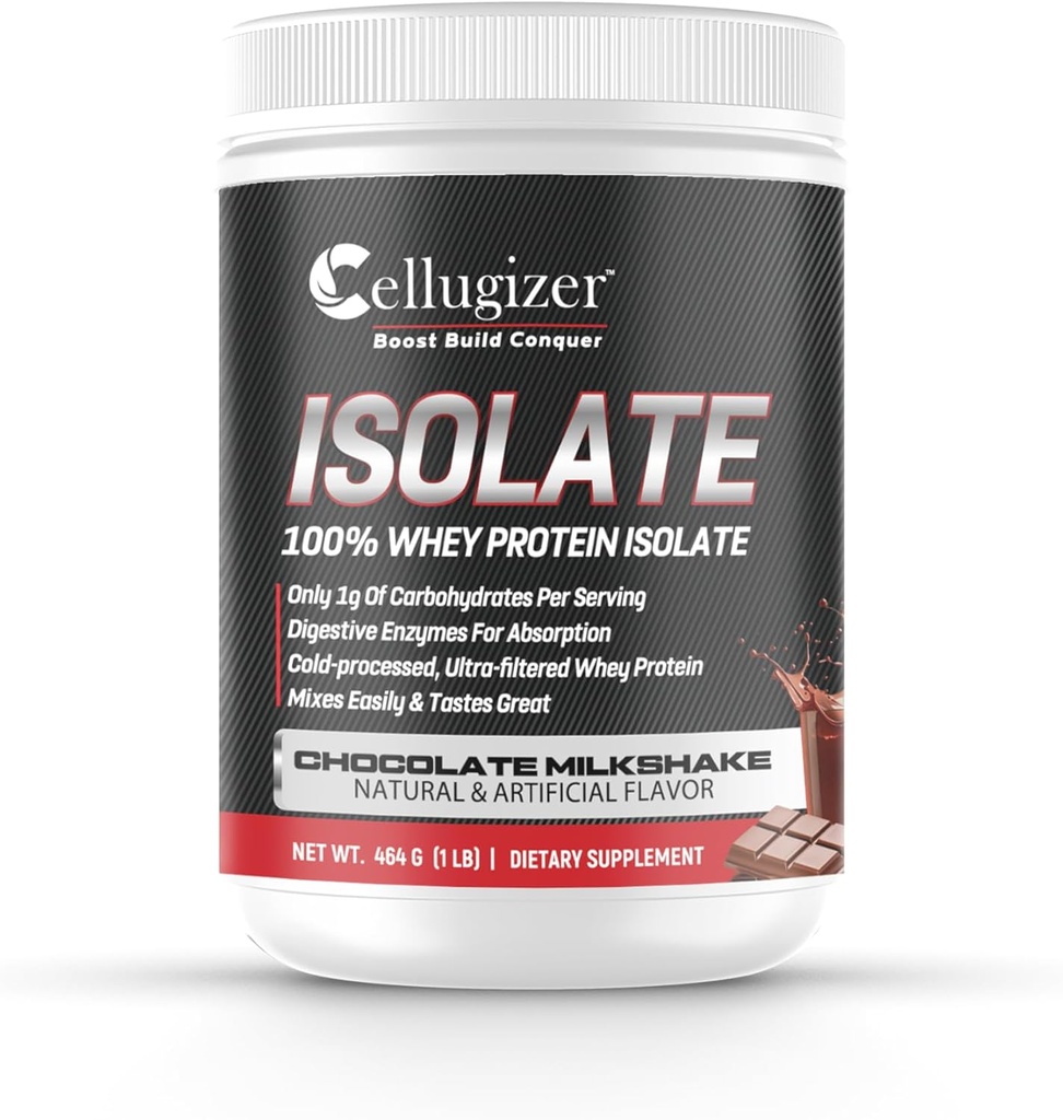 Cugizer 100% Whey Isolate 1lb, שוקולד I 25g חלבון, Fast Digesting I 0g Sugar, Low Carb