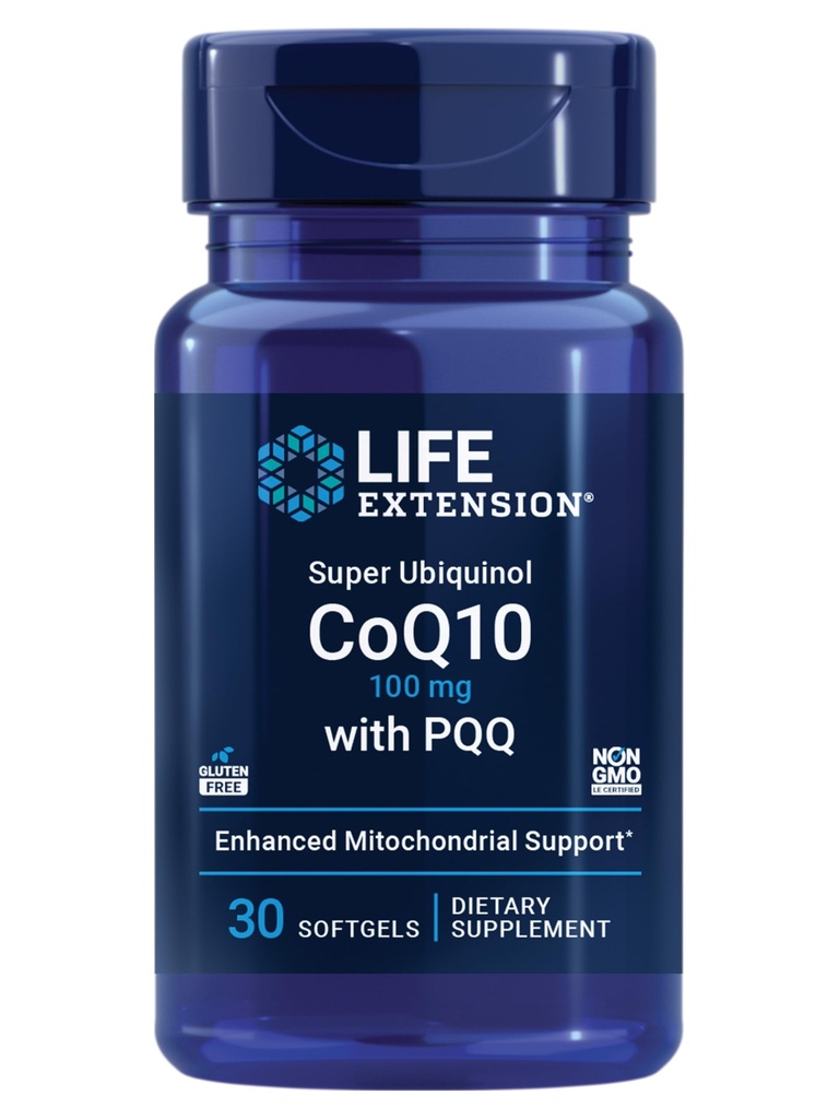 Life Extension Super Ubiquinol CoQ10 with PQQ, coenzyme Q10, pyrroloquinoline Quinone, Heart Health Supplement, Maximum Absorption, 100 mg, Non-GMO, Gluten-Free, 30 softgels