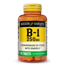 MASON NATURAL ויטמין B,1 Thiamine 250 מ"ג, 100 יום אספקת תוספי תזונה, Easy,to,Swallow Tablets, תמיכה באנרגיה ייצור ומטבוליזם בריא