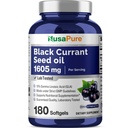 NusaPure Black Currant Seed שמן 1605 מ"ג Gamma Linoleic Acid (GLA) 15% 180 Softgels (Non-GMO, Soyfree)