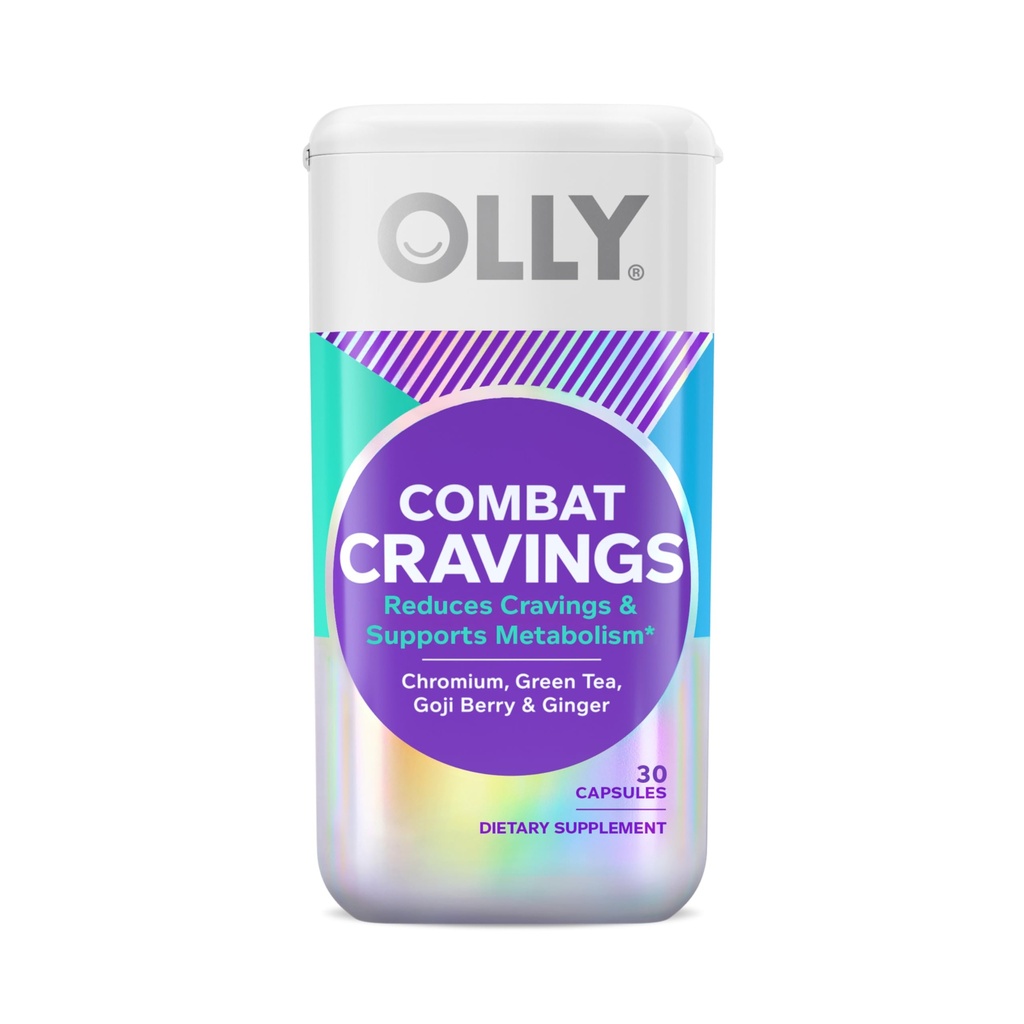 OLLY Combat Cravings, Metabolism & Energy Support Supplement,1000 mcg Chromium, תה ירוק, ג'י ברי, ג'ינג'ר - 30 הרוזן