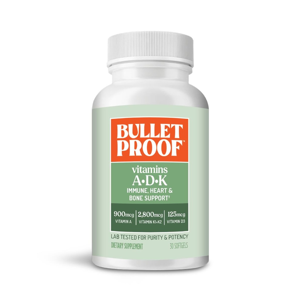 ויטמינים עמידים בפני קליעים A-D-K Softgels, 30 Count, תוספת ללב, בריאות העצם ותמיכה במזל