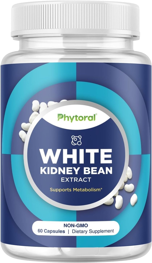 White Kidney Bean Extracter - White Kidney Beans תוספת של Metabolism Boost & Ease Calories מ- Starchy Food - Carb Control תוספי - 60 קפסולות