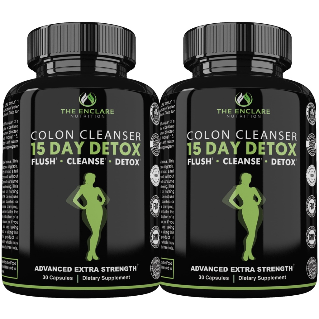 The ENCLARE NUTRITION 15 Day Detoxse for Weight Loss. Advanced Gut Support for Women & Men. Colony ניקוי לקסטיבים ל-Constipation & Bloating Relief. גלולת דיאטה נקייה פרוביוטית 60ct (2)