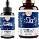 WINDSOR BOTANICALS נוזל ברזל ו- PMS הקלה קפסולות נשים