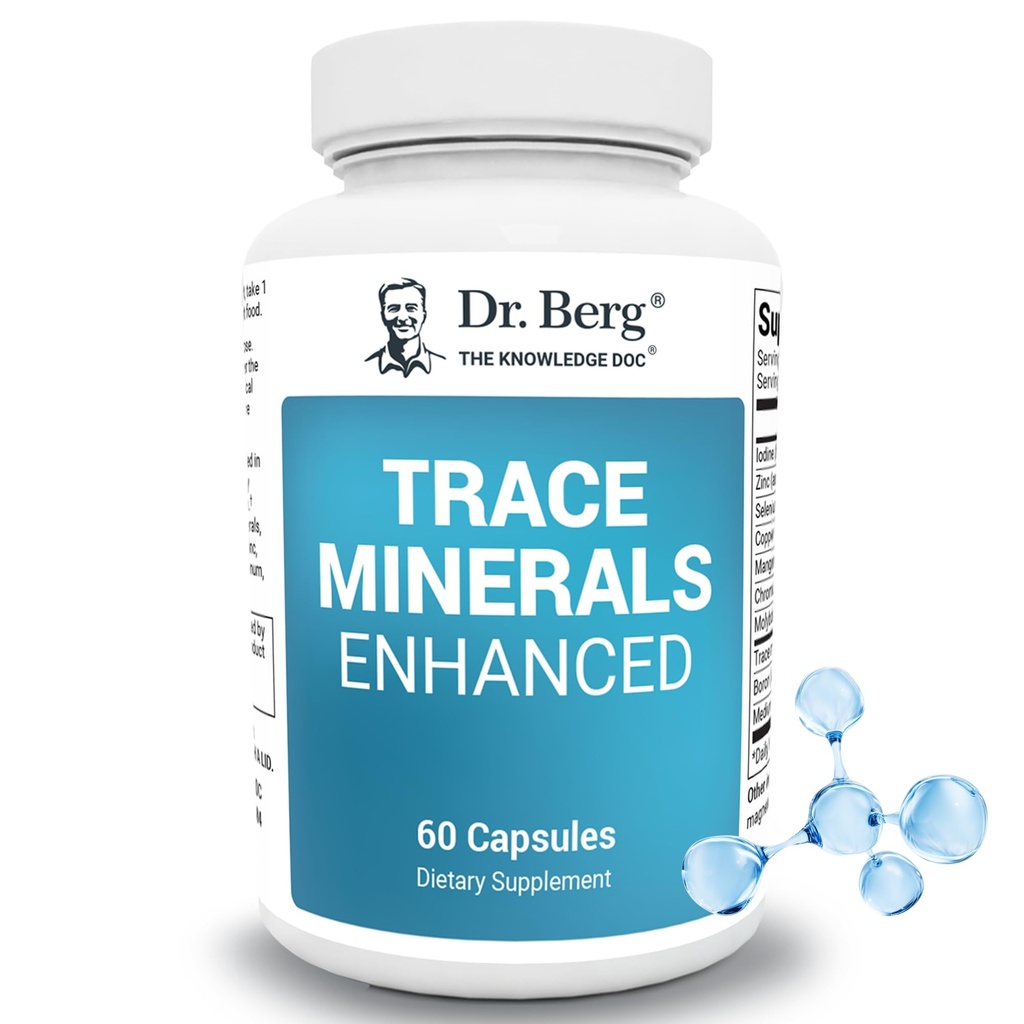 Dr. Berg Trace מינרליםs Enhanced Complex - שלם עם 70+ מינרלים כולל 10 מ"ג של Zinc - תוספת תזונתית - 60 קפסולות