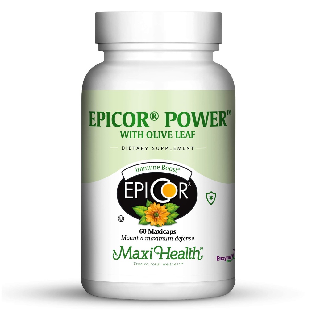 Epicor Power by Maxi Health: EpiCor with Olive Leaf - Processed Brewer's Yeast - 60 קפסולות צמחוניות
