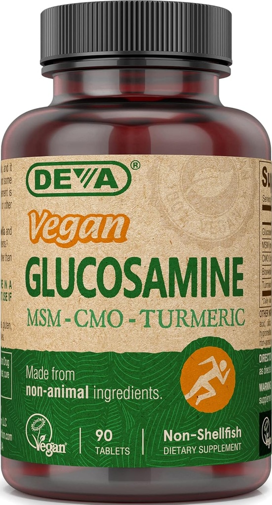 DEVA Vegan Glucosamine MSM & CMO, CMO, תמצית Turmeric, Boswellia Extractedients, 90 טבליות