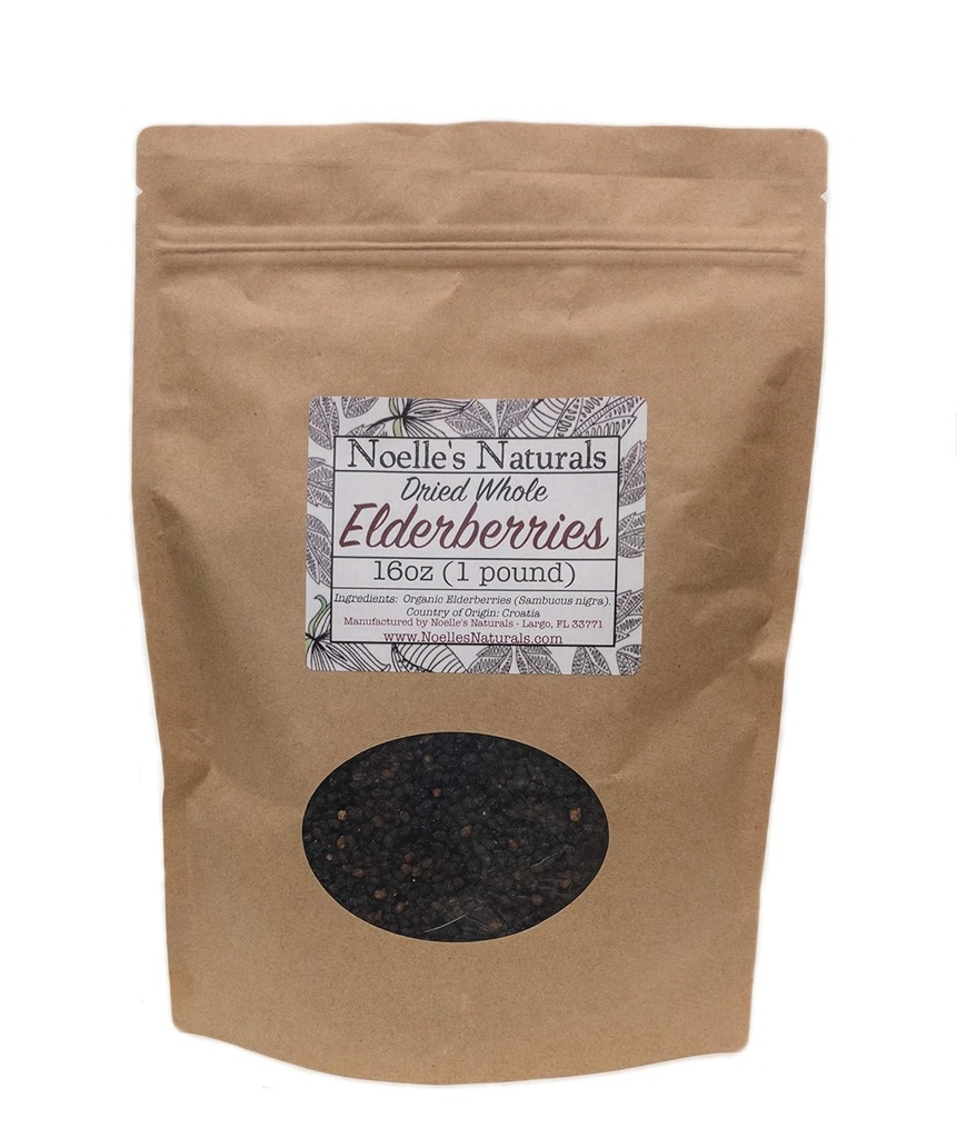 Dried Whole Elderberries - 1 פאונד בולק - קשישים סיטוניים - עבור Making Elderberry Syrup, Tea, Gummies, Immune Support - Non-Gmo - טבעי אורגני