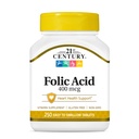 21 המאה Folic Acid 400 mcg טבליות, 250 הרוזן