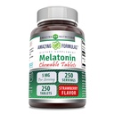 פורמולה מדהימה Melatonin Chewable תוסף | 5 Mg Per Serve | 250 Tablet | Non-GMO | Gluten-Free | Made in USA (Strawberry)