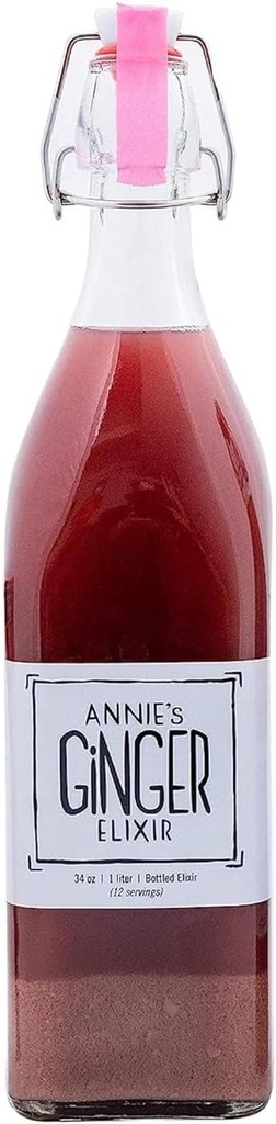 אנני ג'ינג'ר אלקסייר, 34oz 2-Pack, Pure Natural Organic Tonic Gig Shot, Digestive Cleanse Boosts Immune Defense, Daily Gut Health and Wellness, Non-GMO Beverage