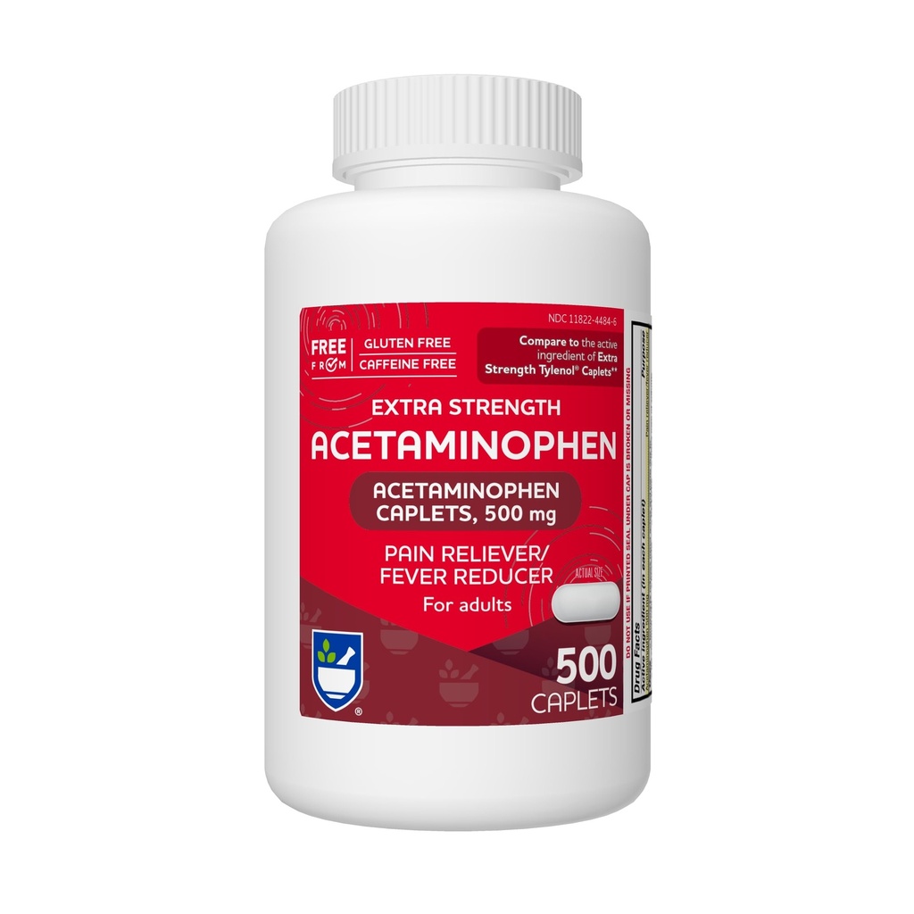 Rite Aid תוספת כוח Acetaminophen, 500 מ"ג - 500 קפסולות | Pain Reliever & Fever מקטין עבור Migraines, כאבי מפרקים, כאבי גב או כאבי גב, וכאבי גברים