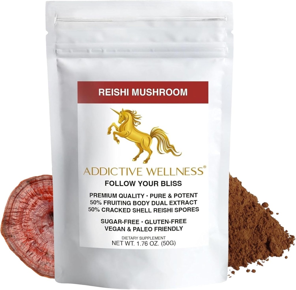 תוספת מזון Reishi Mushroom אבקת + Spores (50 / 50 בלגן) ווד Grown Pure & Potent Wildated Ganoderma 50g (1.76 oz)