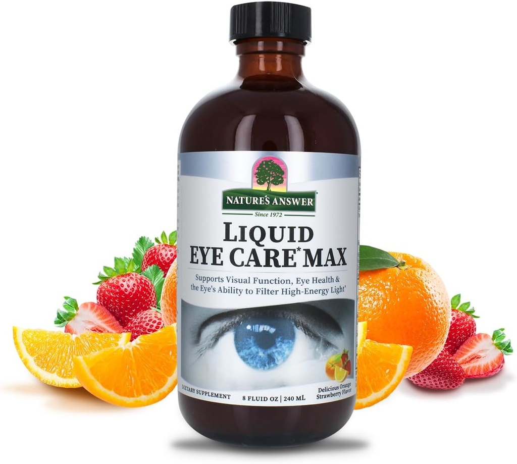 Nature's answer Liquid Eye Care Max 8 Ounce נוזל תוסף תמיכה פונקציונליות חזותית | Non-GMO | Gluten Free | Vegetarian | Made in the USA | Great Tasting