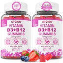 NEVISS 2Pack Vegan ויטמין D3 + ויטמין B12, עתיר גבוה D3 5000IU ו 1000 mcg Methylated B12, ויטמין D3 ו B12 למבוגרים, תמיכה בריאות העצם, Immune & אנרגיה תוספת, 120 הרוזן הרוזן ספירה