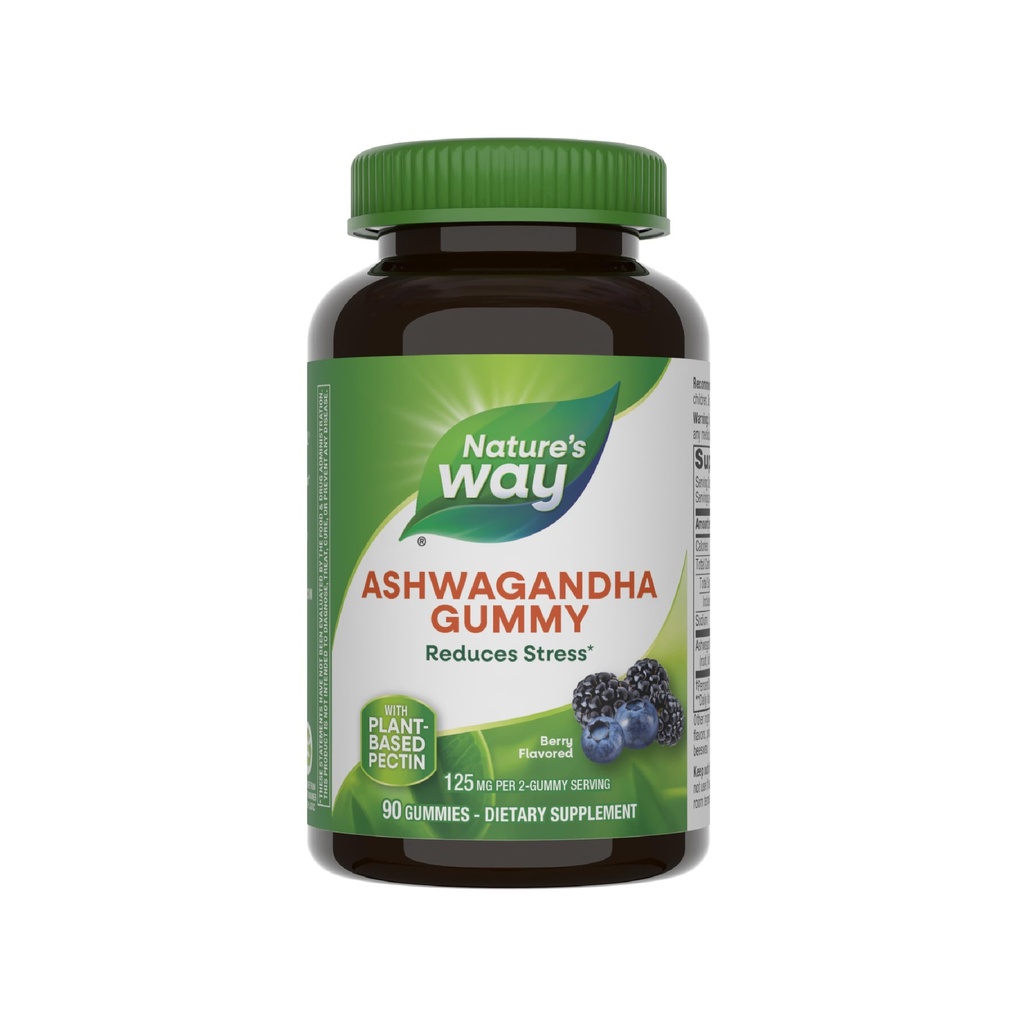 דרכו של הטבע Ashwagandha Gummies, להפחית מתח עם Hbogenic מתאים *, 125 מ"ג Per 2-gummy משרת, ברי פלאפורד, 90 מסטיקנים (Packaging May Vary)