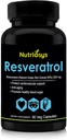 Resveratrol 500mg Supplement | Resveratrol Capsules for Antioxidant Support & Cellular Health | Nutritional Supplement for Men & Women | 90 Veg Capsules for General Wellness