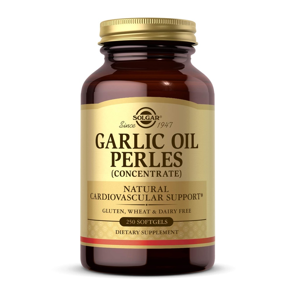 Solgar Garlic Oil Perles, 250 Softgels - תמיכה טבעית Cardiovascular - Garlic שמן ריכוז, מופחת Odor - Gluten חינם, חלב חינם - 250 משרתים