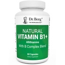 Dr. Berg Natural ויטמין B1 B6 B12 Complex - Allithiamine ויטמין B1 תוסף עם 8 Essential ויטמין B Complex for Men & Women כולל Thiamin, Niacin, Folate, Magnesium & More - 60 קפסולות