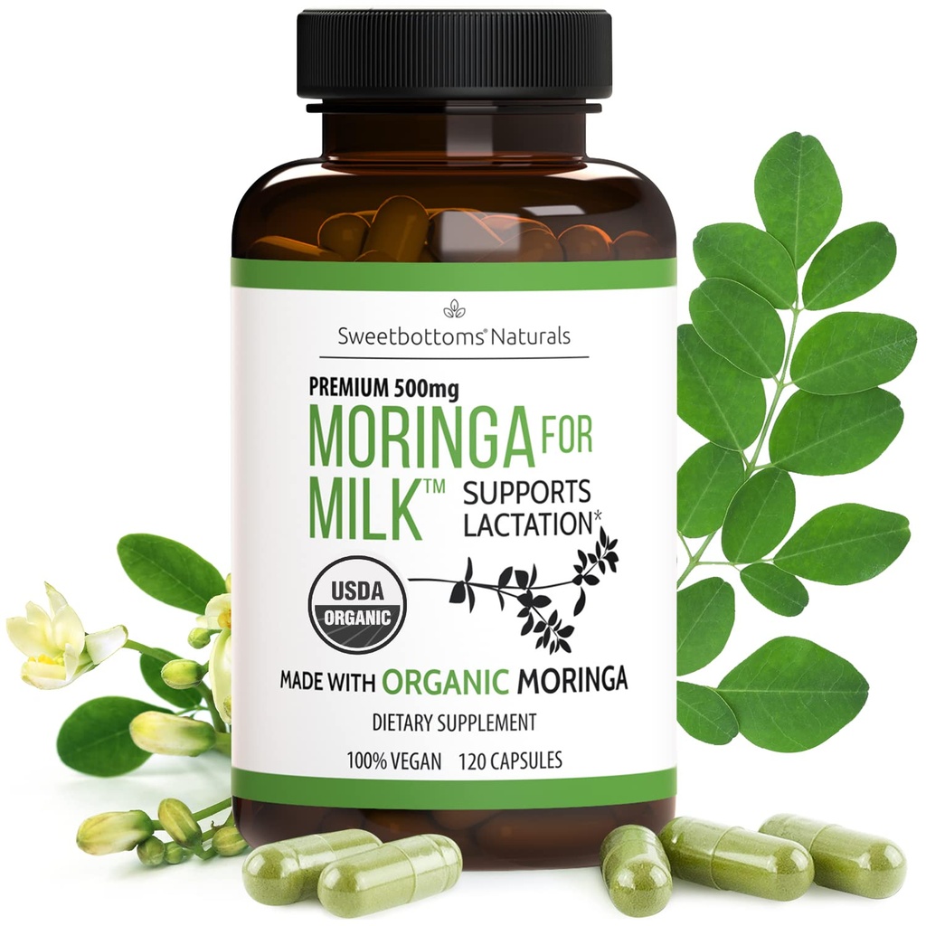 תוספי הנקה - אורגני Moringa קפסולות לתמיכה הנקה כדי להגדיל את אספקת חלב אם (120 ct) אבקת Malunggay טהור עבור חלב ייצור Booster & Postnatal ויטמינים A E K 500 מ"ג