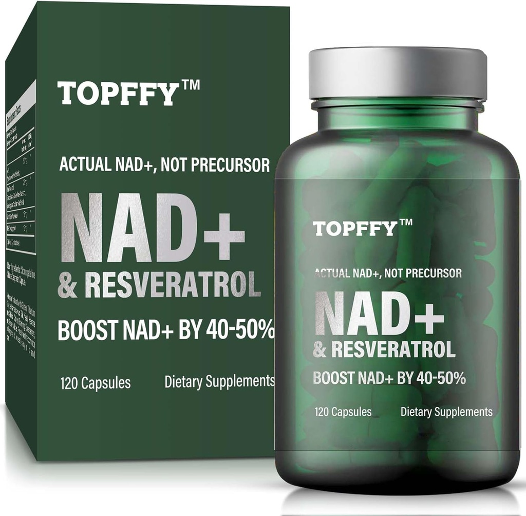 תוספת NAD+, NAD+ & Resveratrol תוסף עבור Max Absorption לתמיכה באנרגיה סלולרית, Aging Defense, 120 Softgels