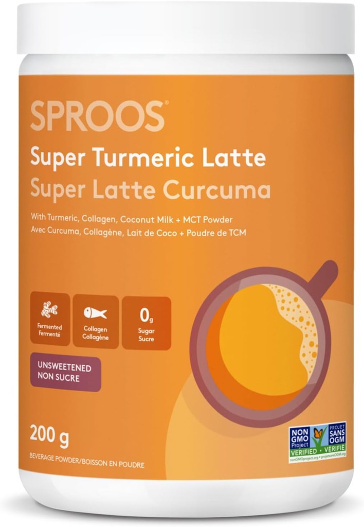 SPROOS Super Turmeric Latte | אורגני Turmeric + Marine Collagen, אבקת MCT, אבקת חלב קוקוס אורגני, פרמנט Turmeric & Spices