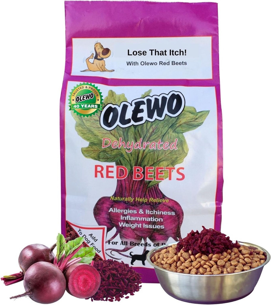 Olewo Original Beets for Dogs - Natural Dog Anti Itch, Dog Food Topper, Skin & Coat Support - ירקות מיובשים לכלבים, כלבים ווויטמינים, Toppers for Dogs, סיבים לכלבים, 5.5 lbs