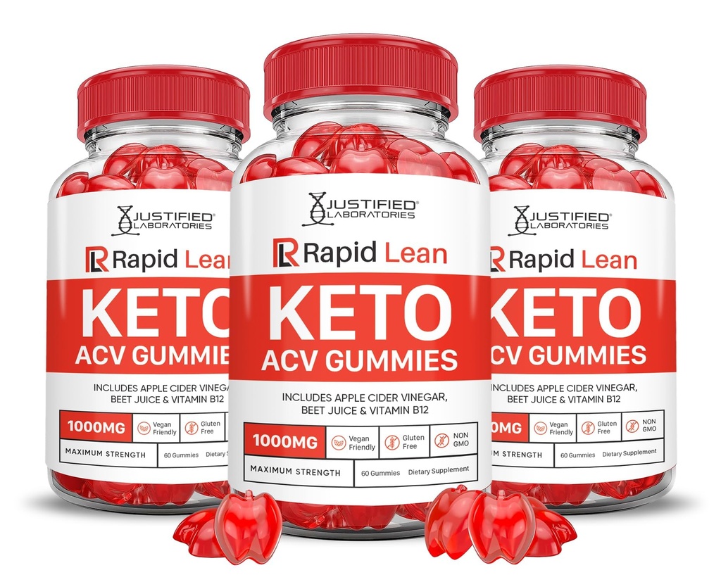 (3 Pack) Rapid Lean Keto ACV חניכיים מתקדמות פורמולה 1000MG Rapid Lean Keto Gummies Apple Cider Vinegar פורמולה עם אבקת מיץ Pomegranate B12 טבעוני non GMO 180 מסטיקמי