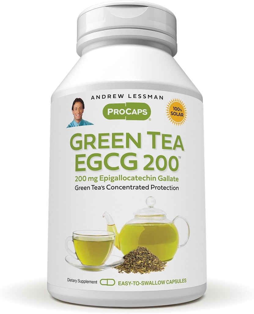 ANDREW LESSMAN ירוק תה EGCG 200 מ"ג - 360 קפסולות - 200 מ"ג EGCG, תמיכה אנטי-חמצן חזקה לתפקוד Liver בריא, Immune, Brain, Heart and Circulatory Systems. אין תוספת
