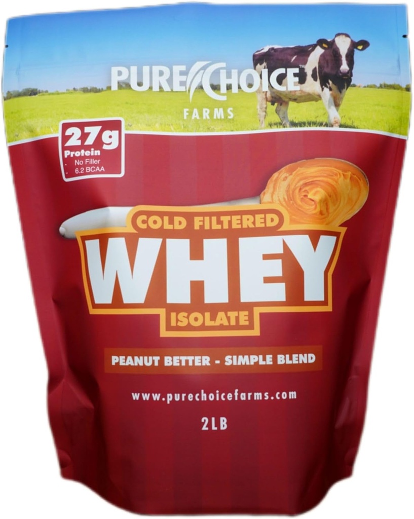 Pure Choice Peanut Butter Whey Isolate Protein Powder, 28g Protein & Low Fat, Best Cold Filtered & Undenatured Whey, No Fillers Or Artificial Sweeteners (Peanut Better, 2 lb)