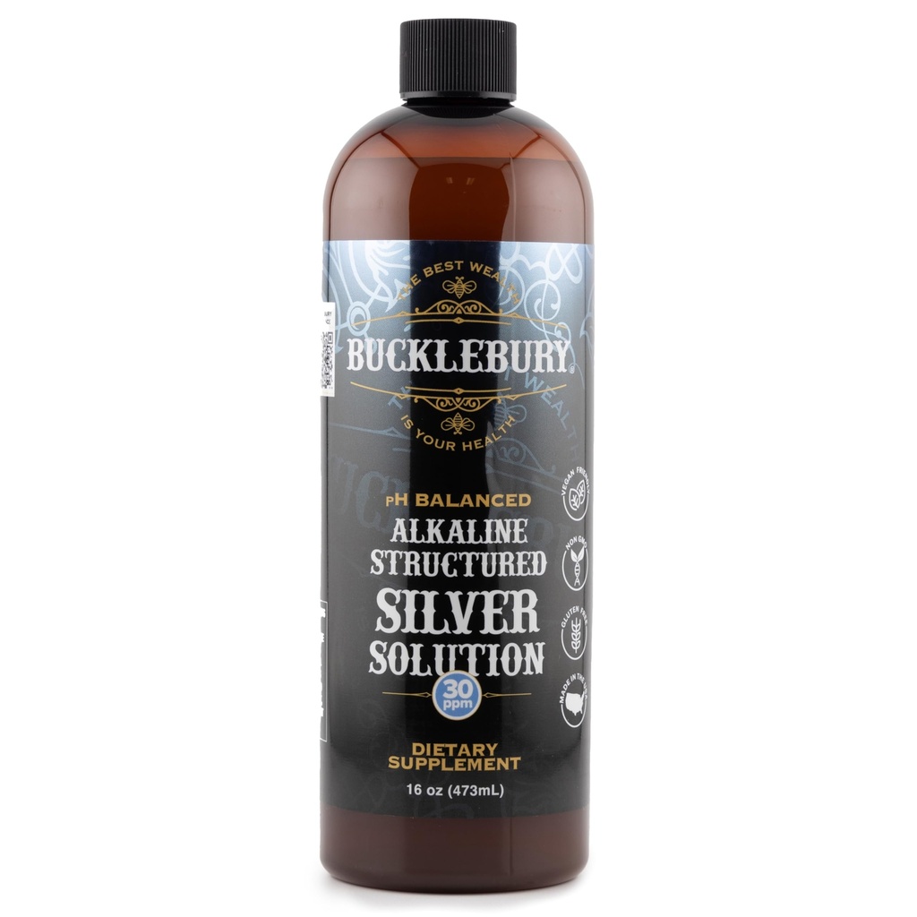 Bucklebury Silver פתרון נוזלי 30ppm - pH Balanced Natural Alkaline Structured Colloidal Silver נוזל עבור Immune Support & Total Health - Gluten Free Colloid טיפות עבור מבוגרים וחיות מחמד - 16 עוץ