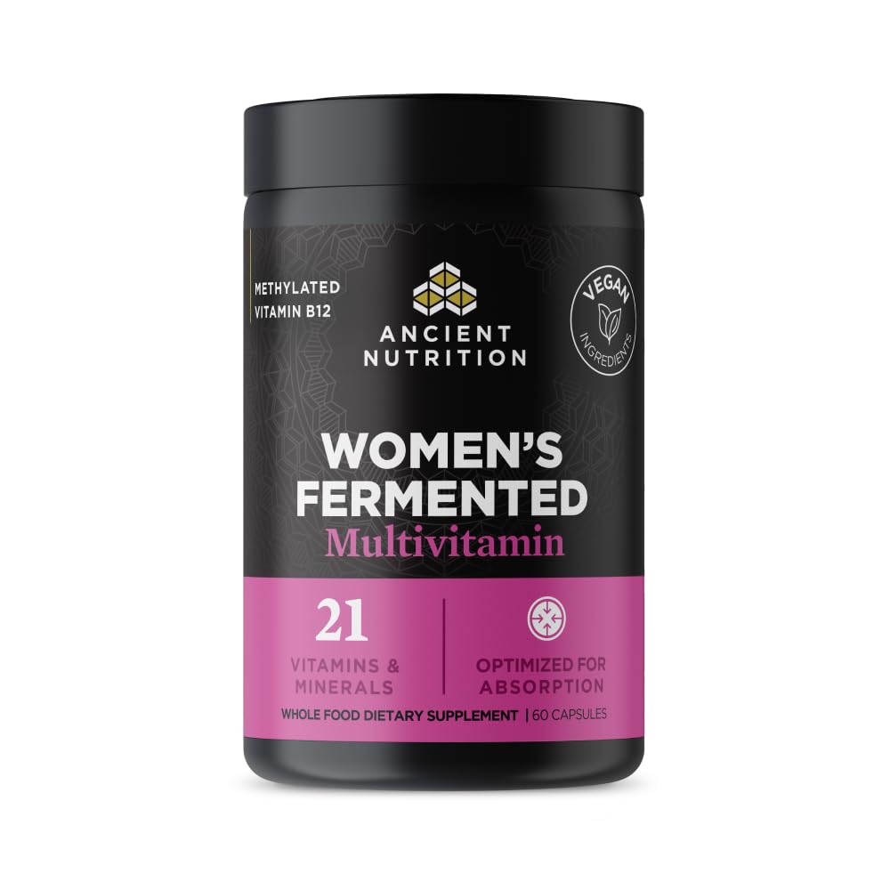 תזונה עתיקה Multivitamin for Women, Women's Fermented Multivitamin עם ויטמין C, D, K, Zinc & Magnesium, Immune Support, טבעוני 60 Ct