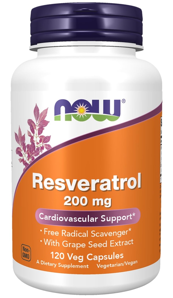עכשיו תוספי מזון טבעיים Resveratrol 200 מ"ג עם Red Wine Extract, 120 Veg כמוסות
