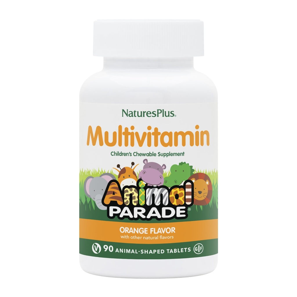 Natures Plus Animal Parade Children's Chewable Multivitamin - Orange Flavor - 90 Animal-Shaped Tablet - מקדם בריאות ו Well-Being - Vegetarian, Gluten Free - 45 משרתים
