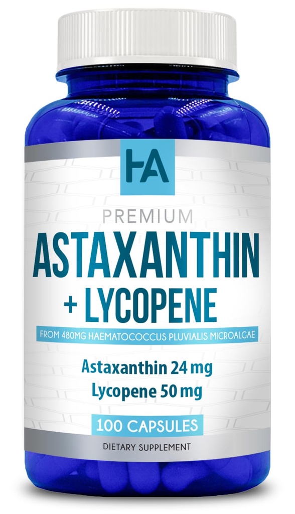 Astaxanthin ו Lycopene תוסף | Lycopene 50 מ"ג פלוס Astaxanthin 24 מ"ג Carotenoids תוספת עבור Tanning Skin Care Vision & Heart Health Support