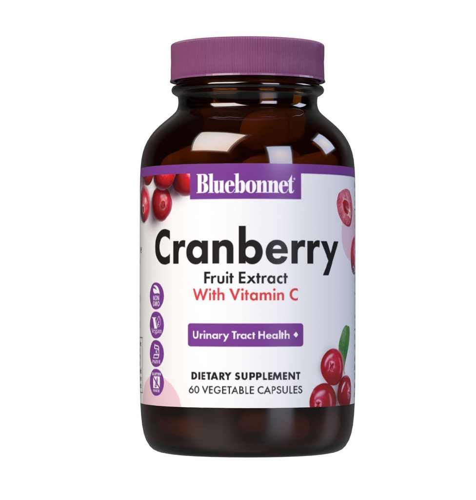 Bluebonnet Nutrition Cranberry פירות לחלץ, Urinary Tract תמיכה *, Non-GMO, כשר-Certified, טבעוני, Gluten-Free, Soy-Free, 60 קפסולות ירקות, 60 משרתים