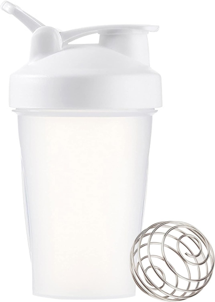 Shakerבק 12oz חלבונים Shaker פלסטיק עבור טרום & Post אימון עם Twist ו Lock חלבונים אחסון, Portable Fitness Bottle for Fitness Enthusiasts Athletes (לבן, 12 oz)
