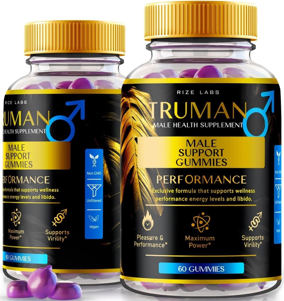 מעבדות rize (2 Pack) טרומן חניכיים, טרומן עבור גברים, הופעות טרומן תוספת ביקורות, טרומן חניכיים, תמיכה טרומןמל, Tru Man All-Natural תוסף, Gomitas (120 מסטיקנים)