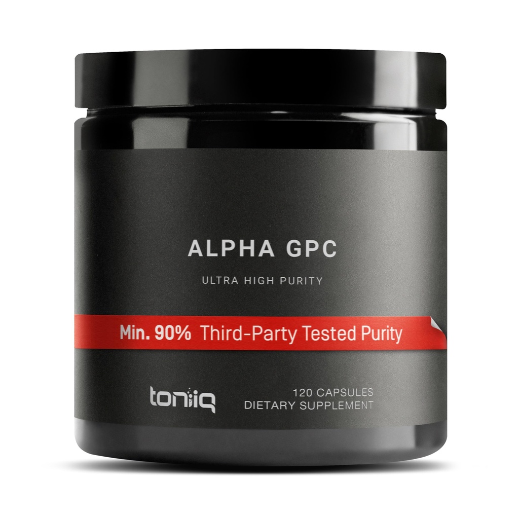 Toniiq Ultra High Purity Alpha GPC קפסולות - 600 מ"ג ריכוז פורמולה - 90%+ Highly Purified and Bioavailable Nootropic - 120 קפסולות אלפא GPC