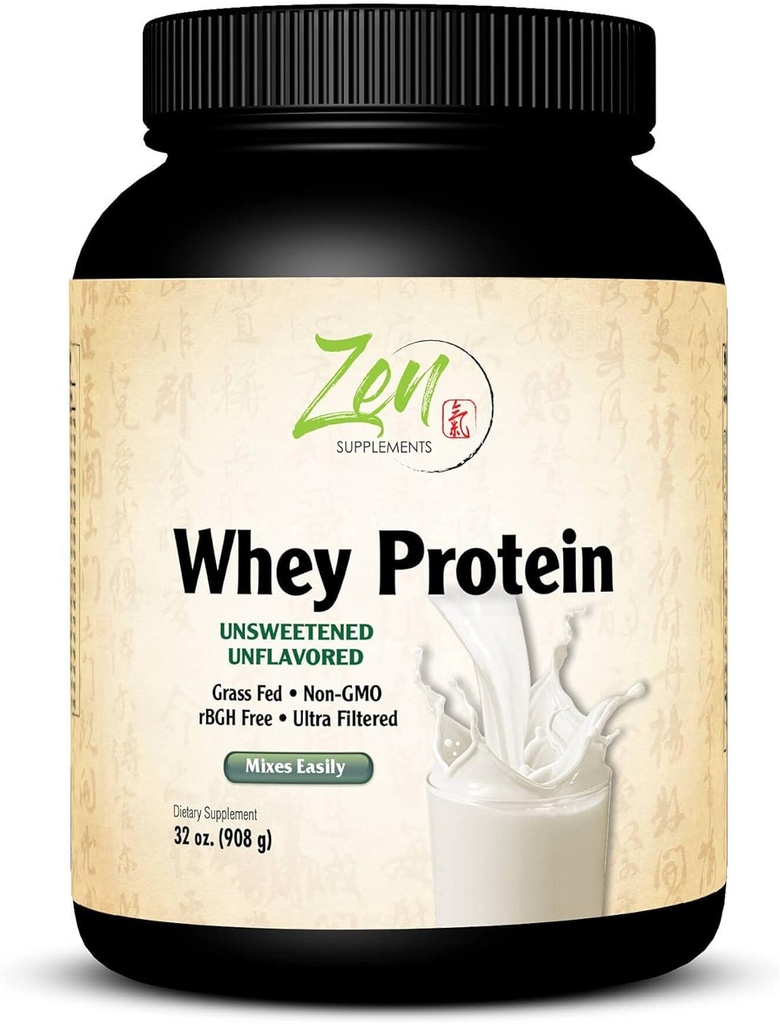תוספי זן - אורגני Grass פד Whey חלבון 19g Per לשרת Keto Friendly - Unflavored 32 Oz-Powder