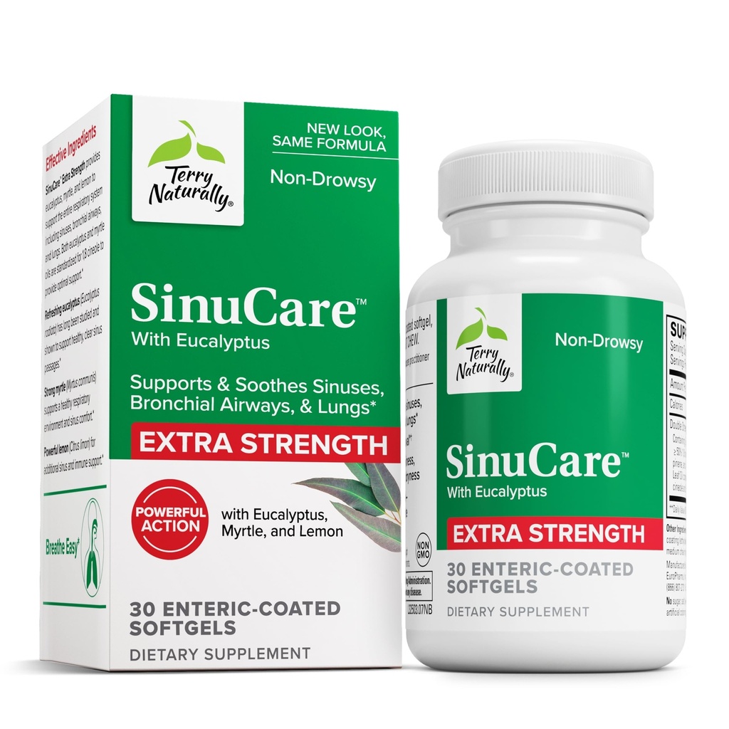 טרי באופן טבעי SinuCare תוספת כוח - תוספת תזונתית עם Eucalyptus & מירטל - Immune & Lung Health תמיכה - פורמולה תוספת סיוע Sinus Health - 30 משרתים
