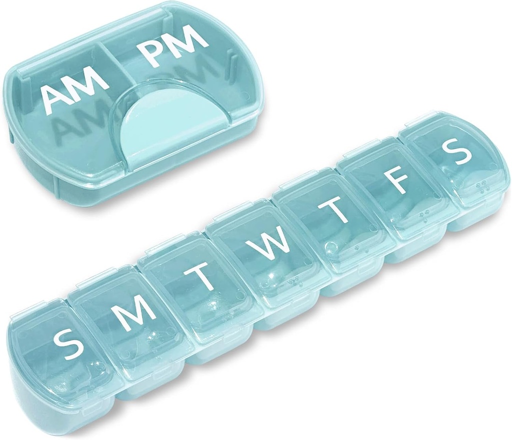 2 Pack (Weekly & Daily), 2 פעמים ביום (AM/PM) + 7 ימים גלולות מארגנת, ויטמין Planner, גדול גלולת גלולת גלולות, תיק נסיעות עבור תרופות / ויטמונים / שמן כפול, Blue Blue Blue Blue Phoneplements, Blue Blue Blue Planner, Small Capacity Pill Box Set, נסיעות