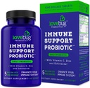 Lovebug PROBIOTICS Immune Support Daily Probiotic for Men & Women, 40 מיליארד CFU & 6 סטרינס, כולל ויטמין C, Zinc & Echinacea, 30 קפסולות, טבעוני ללא GMO
