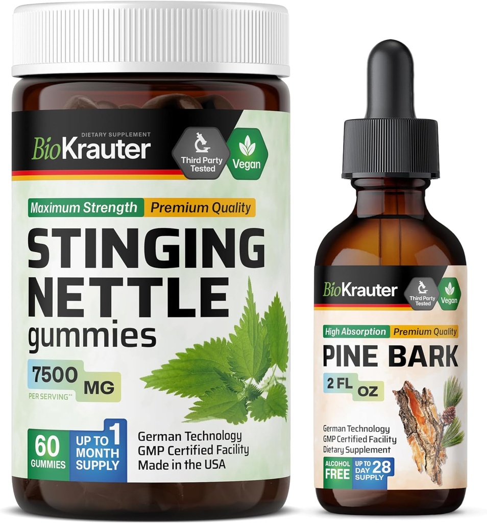 BIO KRAUTER Sting Nettle 60 חניכיים & Pine Bark Tincture 2 Fl. Oz.