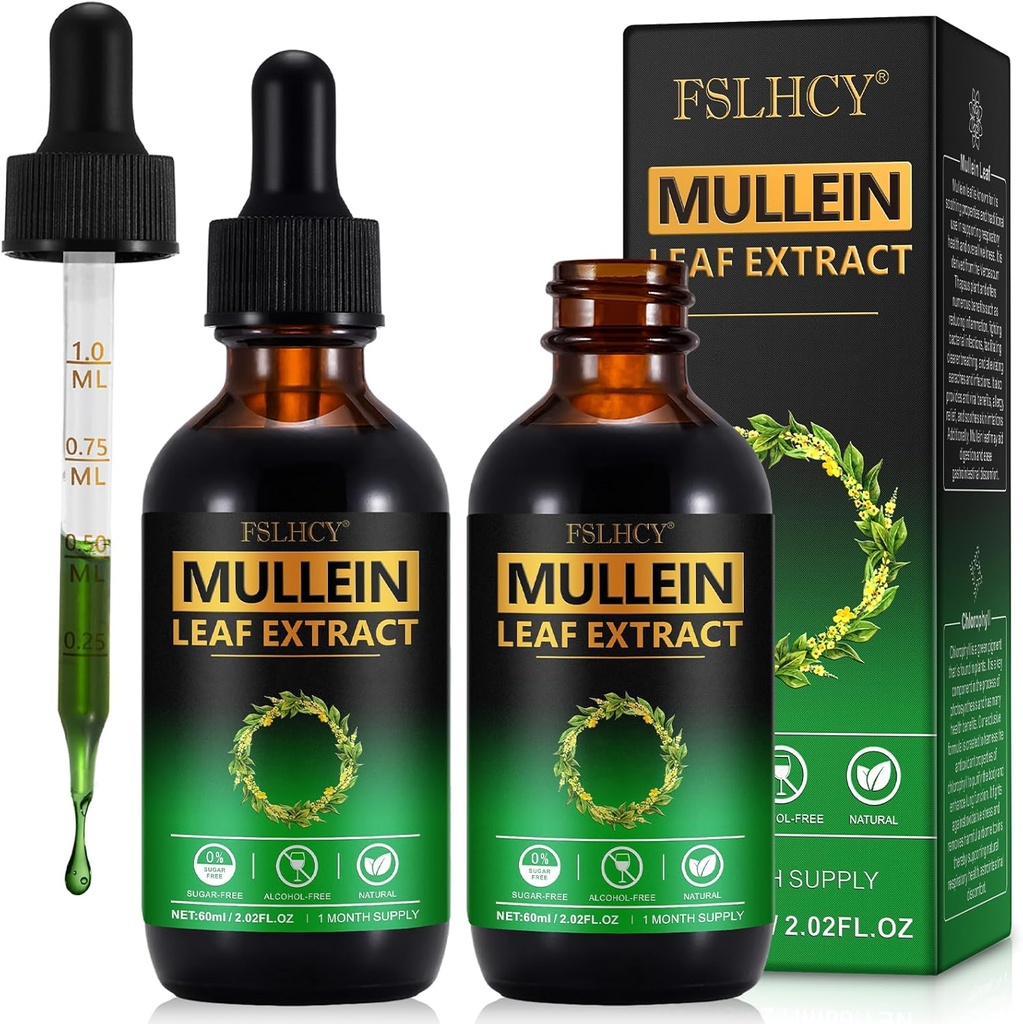Mullein Drops, Mullein Extracts, אורגני מולליין Leaf Tincture Herbal תוסף, No Additives Mullein Extracts 2 fls