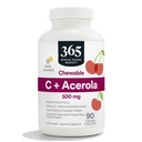 365 על ידי Whole Foods Market, Chewable C + Acerola C 500 מ"ג, דובדבן טבעי, טבעוני, 90 טבליות