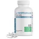 Bronson L-Tryptophan 500 MG High Potency Amino Acid תומך בהתרגעות ושגשוג חיובי תמיכה ללא GMO, 60 קפסולות