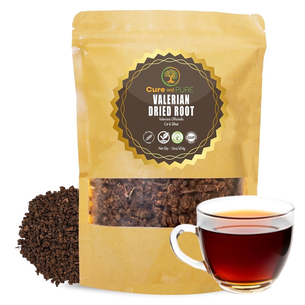 ריפוי wid Pure Organic Vallan Root Tea - לחתוך,Sifted & non-Irradiated Tea מקדם שינה מרגיעה טבעית - Te De Vallana officinalis in Resealable Eco Friendly Pouch 16oz