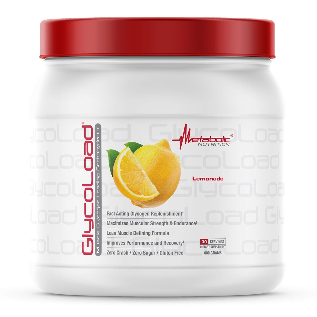 תזונה מטבולית, Glycoload, 100% Micronized Cyclic Cluster Dextrin carbohydrate אבקת, שריר Glycogen לטעון carbohydrate, Pre Intra Post עבודהout תוסף, Lemonade, 600 gm (30 ser)